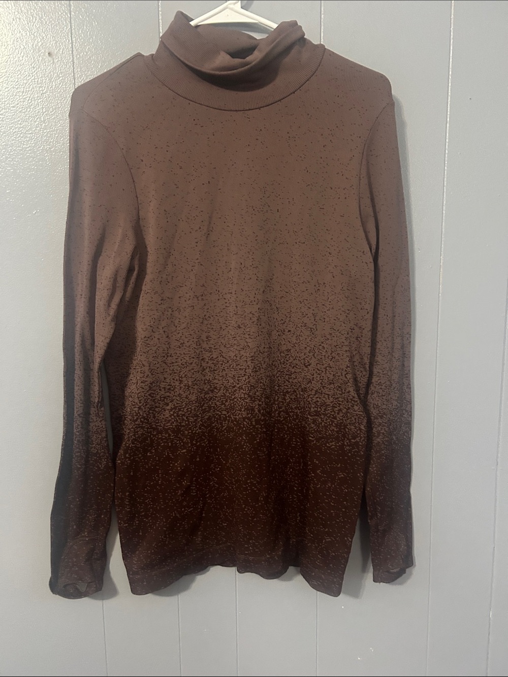 Athleta Brown Ombre Speckled Turtleneck Long Sleeve Top